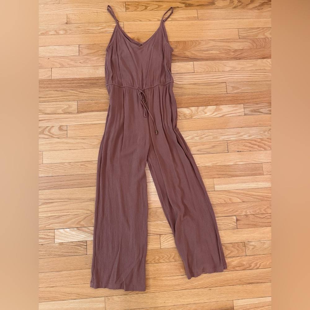 BE COOL Mauve-Brown Cropped Wide-Leg Jumpsuit